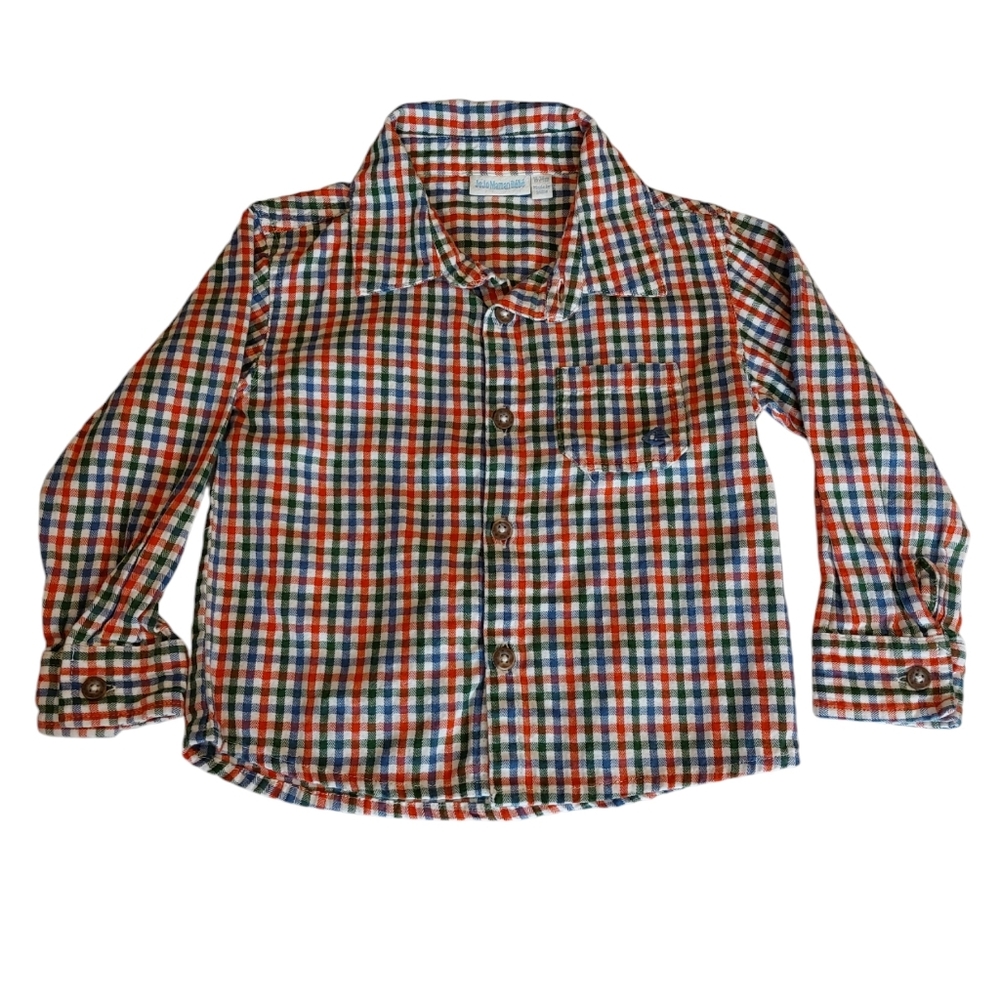 JoJo Maman Bébé Classic Plaid Button Shirt 18-24 months EUC